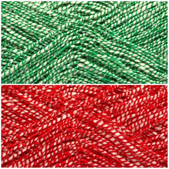 ICE YARNS 2 skeins Urban Cotton Lux Red Green 50 grams Twisted Knitting Boho - Picture 3 of 8